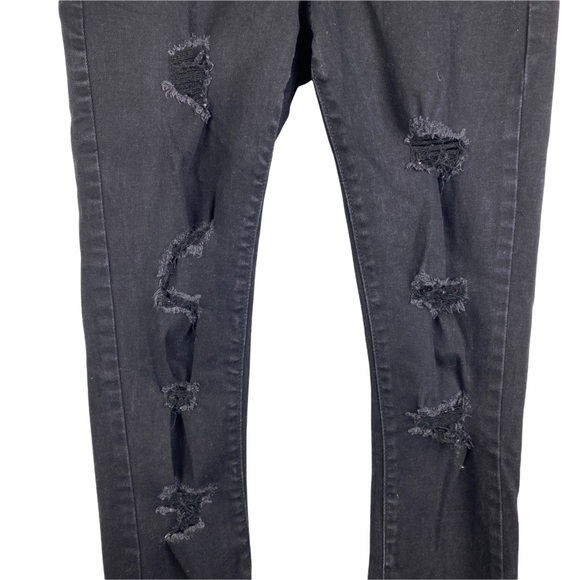 Old Navy Rockstar Distressed Raw Hem Skinny Jeans Women's 2 Black Mid Rise - Picture 5 of 9